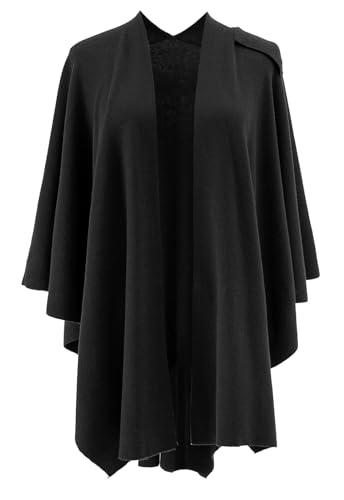 Danfiki Poncho for Women Knitted Shawls and Wraps Cross Front Cape Cashmere Feel Cardigan Multiway