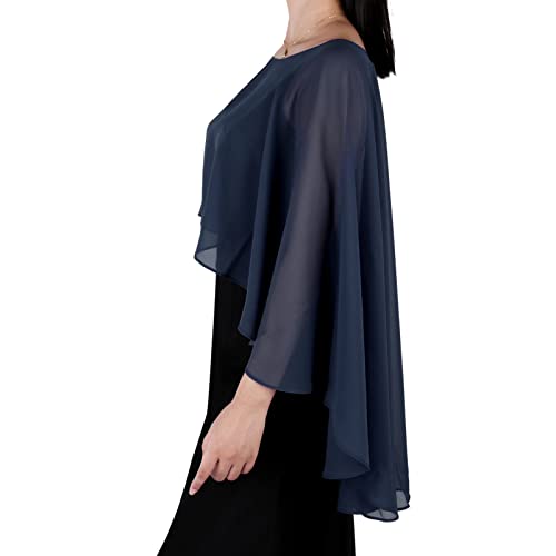 Ladiery Sheer Chiffon Capes Soft Capelets for Women, Lightweight Shawls and Wraps for Evening Party Dress Cover Up