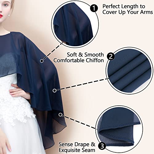 Ladiery Sheer Chiffon Capes Soft Capelets for Women, Lightweight Shawls and Wraps for Evening Party Dress Cover Up