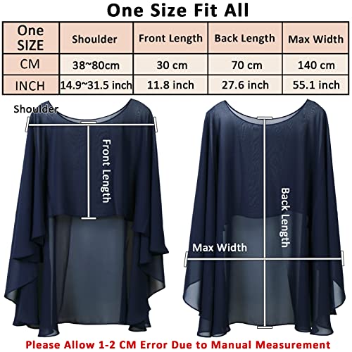 Ladiery Sheer Chiffon Capes Soft Capelets for Women, Lightweight Shawls and Wraps for Evening Party Dress Cover Up