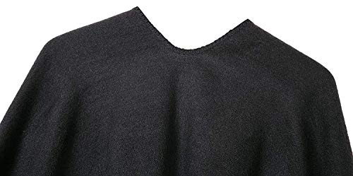Womens Reversible Oversized Poncho Cape Blanket Shawl Cardigans (One Size, Black & Grey)