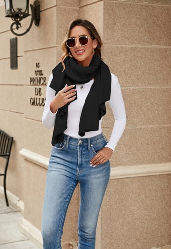 Danfiki Poncho for Women Knitted Shawls and Wraps Cross Front Cape Cashmere Feel Cardigan Multiway