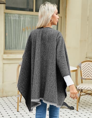 Danfiki Ponchos for Women Shawls Wraps Oversized Winter Warm Scarf Knitted Cape Wearable Blanket Long Cardigans Sweater Coats Christmas Birthday Gifts with tie