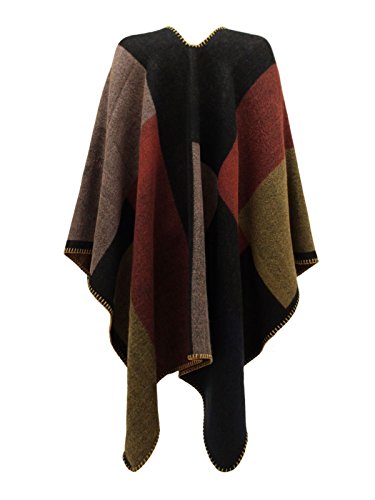 CHAOS THEORY WOMENS LADIES CHECKED KNITTED WINTER TARTAN CAPE STYLISHED PONCHO MUTI COLOUR ONE SIZE