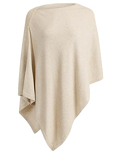 PULI Women Button Knitted Shawl Poncho Cape Cardigan Cashmere/Cashmere Feel Wrap Scarf Gift for Mother