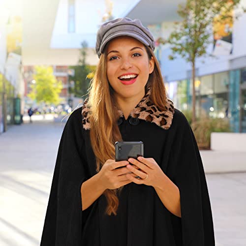 Poncho Blanket Women, Sherpa Fleece Cloak Coat, Soft Warm Snuggly Blanket Cape, Cozy Plush Wearable Blanket for Adult, Gift Idea Womens, Single layer/black