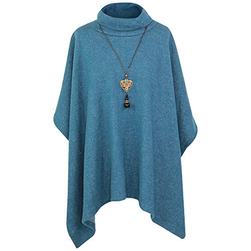 Storm Island Ladies Italian Poncho Cowl Neck top Winter Warm Moher Women Plus Size Fashion (Teal, One Size Fit for 12-26 UK)