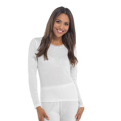 2 Pack Womens Thermal Long Sleeve Vest White Medium