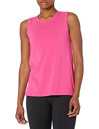 Amazon Essentials Women's Soft Cotton Standard-Fit Yoga Tank (Available in Plus Size) (Previously Core 10), Bright Pink, M