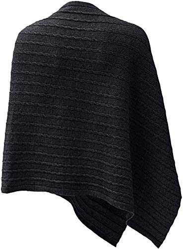 PULI Womens Cable Button Poncho Super Soft Shawls wrap