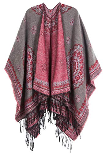 DiaryLook Women's Printed Shawl Wrap Fashionable Open Front Poncho Cape