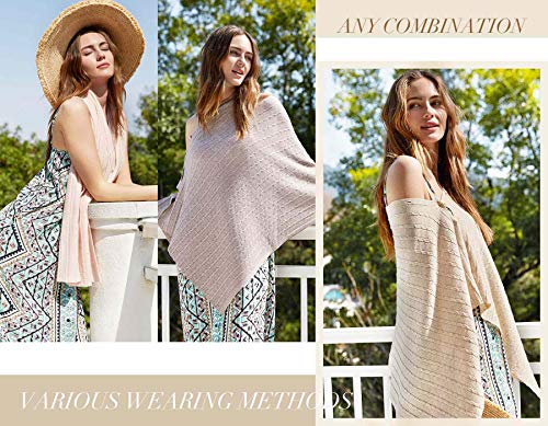 PULI Womens Cable Button Poncho Super Soft Shawls wrap