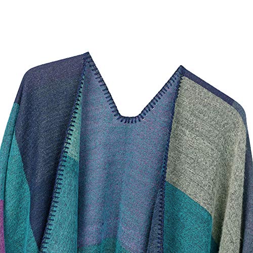 QBSM Women's Shawl Wrap Poncho Ruana Capes Open Front Cardigan Blanket Wraps for Fall and Winter, Purple