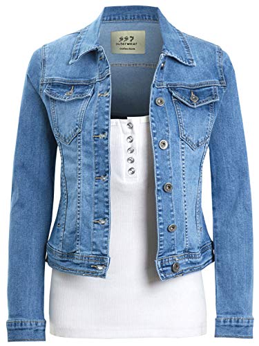 SS7 Womens Premium Stretch Denim Jacket (14, Blue Denim)