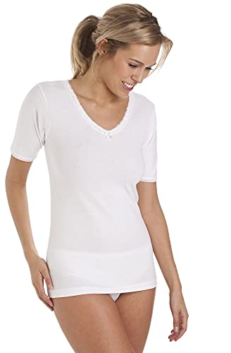 Ladies Multipack Two 2 Cotton Rich Thermal Short Sleeve Vests Warm Stretchy (18/20) White