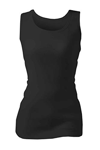 HEAT HOLDERS Ladies Sleeveless Cotton Seamless Thermal Underwear Long Top (Black, Large)