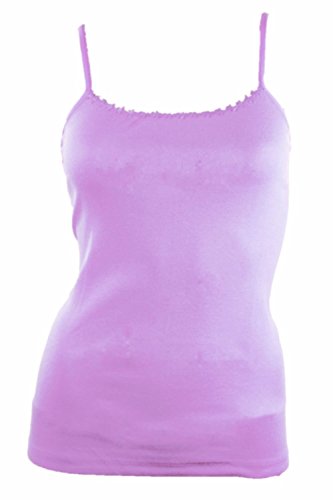 3X Pack of Ladies Plain Summer Strappy Vest Tops with Daisy Trim/UK 8-10 up to UK 18-20 (Medium - UK 12-14, Assorted Colours)
