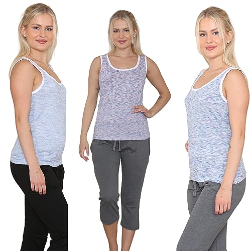 Bahob® 3 Pack Women's Vests Tank Tops for Women Undershirt Sleeveless Vest Tops for Women and Girls Supersoft Cotton Vest S-2XL (WSV-105-A, Medium)