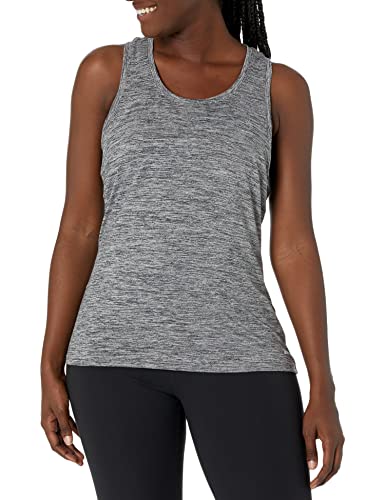 Amazon Essentials Women's Tech Stretch Racerback Tank Top (Available in Plus Size), Pack of 2, Black/Dark Grey Space Dye, S