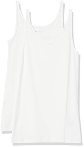 Amazon Essentials Women's Slim-Fit Thin Strap Vest, Pack of 2, White, L