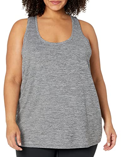 Amazon Essentials Women's Tech Stretch Racerback Tank Top (Available in Plus Size), Pack of 2, Black/Dark Grey Space Dye, S