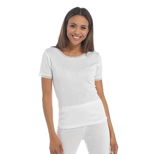 2 Pack Womens Thermal Short Sleeve Vest White Medium