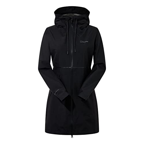 Berghaus Women's Rothley Gore-Tex Waterproof Rain Mac, Slim Fit, Adjustable, Eco-Friendly Coat, Black, 12
