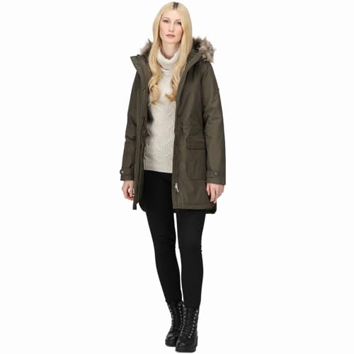 Regatta Womens Sabinka Fur Trim Parka Jacket - Dark Khaki - 16