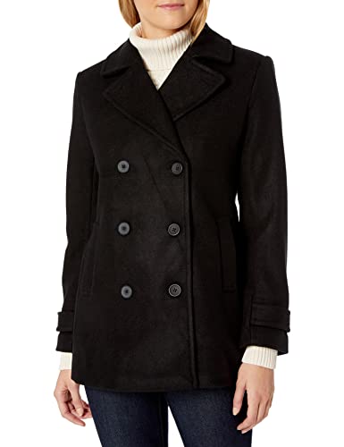 Amazon Essentials Women's Long-Sleeve Plush Peacoat, Black, L