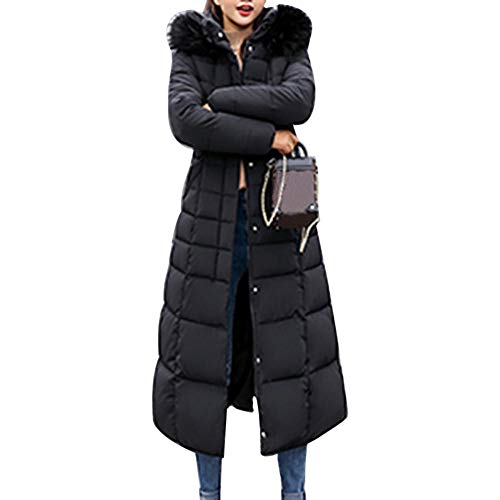 Jacket Hooded Coat Trendy Coat Women Winter Jacket Cotton Padded Warm Maxi Puffer Coat Lady Long Coats Parka Jacket-Black_Asian Size L