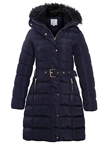 SS7 Women's Padded Faux Fur Parka Coat (Navy, 20)