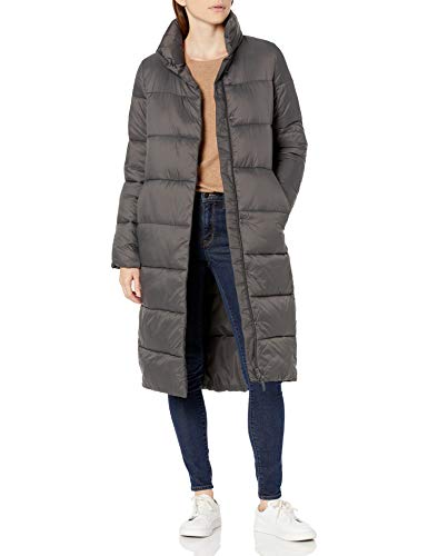Amazon Essentials Women's Lightweight Water-Resistant Longer Length Cocoon Puffer Coat, Charcoal, L