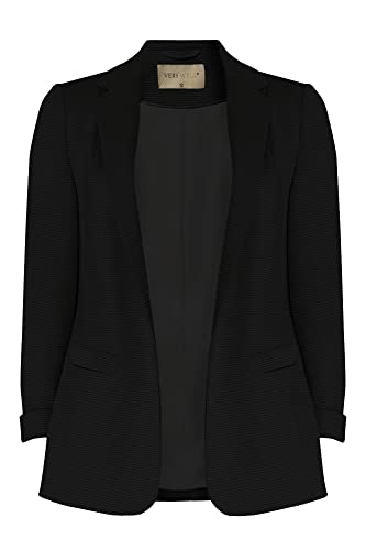 Women Blazer Jacket UK Size 8-20 | Ladies 3/4 Ruched Sleeve Suit Blazer Women’s Coat Clothing Jackets | Black | Size 18