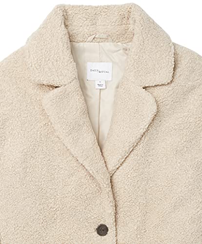 Amazon Essentials Women's Teddy Bear Fleece Oversized-Fit Lapel Jacket (Previously Daily Ritual), Sand, M