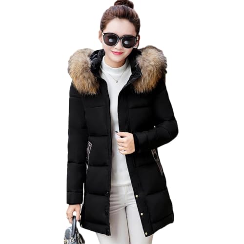 Barbora Puffer Long Winter Jackets for Women UK, Waterproof Coat Womens with Zipper, Pockets and Hat (XXL)