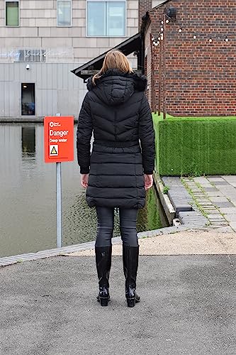 Spindle Women’s Designer Warm Winter Parka Quilted Hooded Long Coat Jacket- Fleece Lined Body Zip Pockets UK 20/ US 18/ AUS 22/ EU 48/ 2XL Black