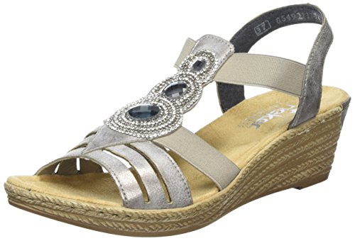 Rieker 62459-40, Women's Open Toe Wedge Sandals, Grey (Grey), 6.5 UK (40 EU)