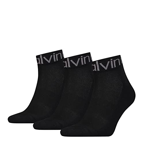 Calvin Klein Men's Logo Welt Quarter, Black, ONE Size (Pack of 3)