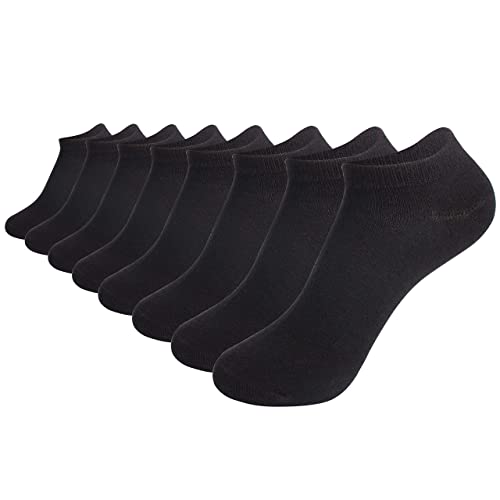 DarkCom 8 Pairs Ladies Trainer Socks, Ankle Sport Socks Women, Short Stretchy Sneaker Socks, Black 4-7