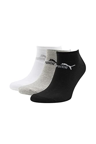 Puma Sneaker Invisible Sneaker Boot Socks (Pack of 3) - Grey/White/Black, EU39-42