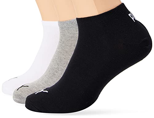 PUMA Unisex Ss022m Puma Sneaker Socks 3 Pair Pack gray white black 2 5 UK, Grey/White/Black, 2.5 - UK, one size