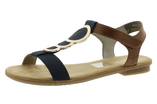 Rieker 64278-16, Women's Open toe Sandal, Blue (Navy/Tan), 3.5 UK (36 EU)