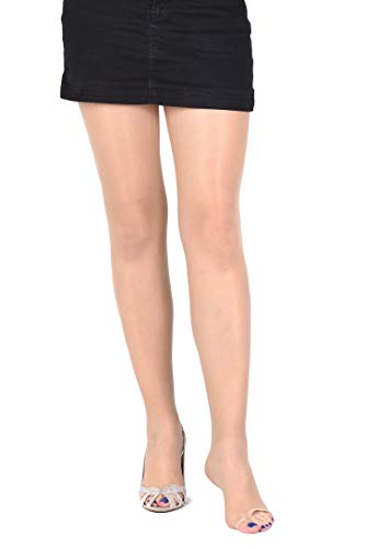 SENTELEGRI Toeless Sheer Summer Tights 15 Denier Open Toe (Beige, Medium)