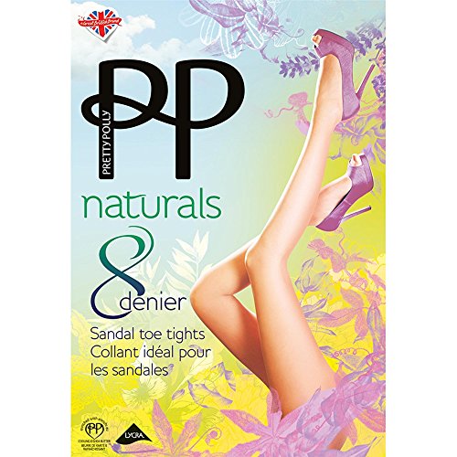 Pretty Polly Women's Naturals - 8d Sandal Toe Tights, Beige (Slightly Sunkissed), S-M UK