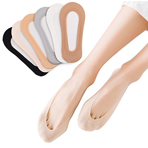 FEPITO 6 Pairs Women No Show Socks Non Slip Invisible Ultra Low Cut Socks for Boat Shoes Sneakers Loafers High-heel Shoes