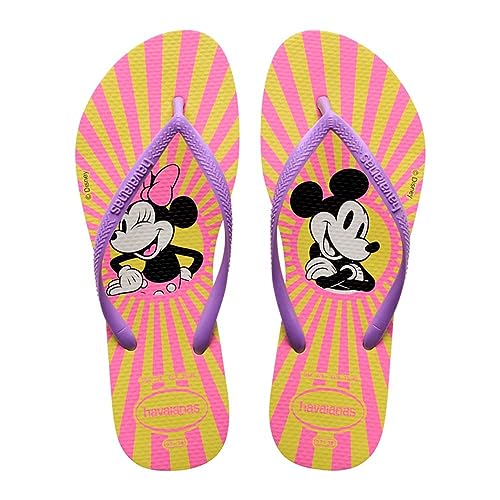 Havaianas Slim Disney Women Flip Flops | Color: Yellow Pixel | Size: 8 UK