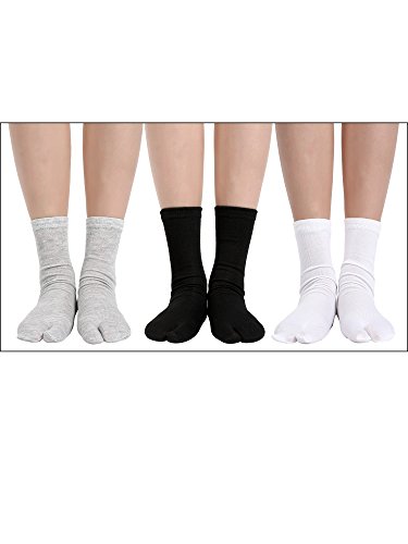Satinior 6 Pairs Unisex Tabi Flip Flop Socks Geta Socks Cotton Split Toe Tabi Socks Elastic for Women and Men, Multicolour,