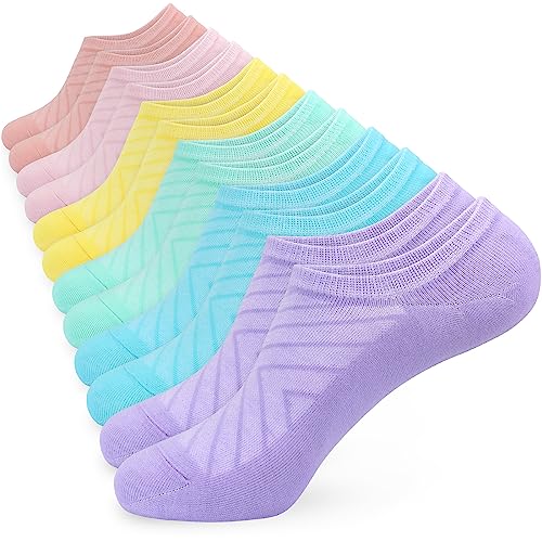 KOOOGEAR Womens No Show Trainer Socks 6 Pairs Non Slip Low Cut Liner Cotton Socks Womens 4-7 Multipack for Sneaker Loafers and Boat Shoes