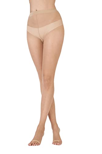Pretty Polly Women's 8d Naturals Open Toe Tight - beige - S-M