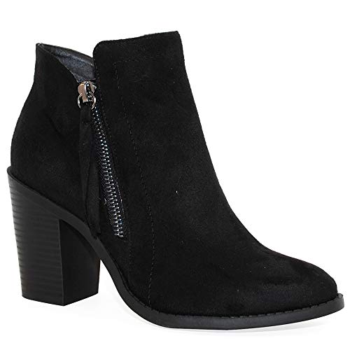 TRENDSUP Women's Fashion Side Zipper Booties black Size: 8 UK